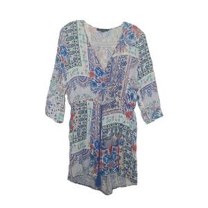 Love Tree Chambray Floral‎ Women's Romper Size Large